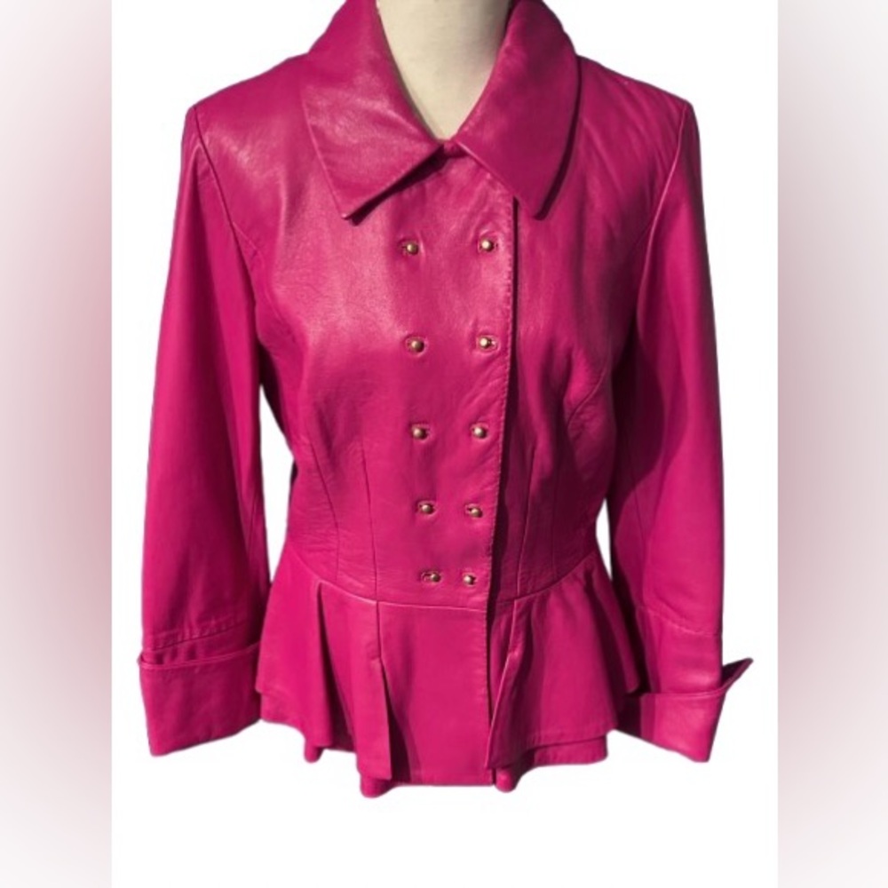 Vintage Leather Etcetera Leather Jacket Purple Pink Blazer Designer Medium